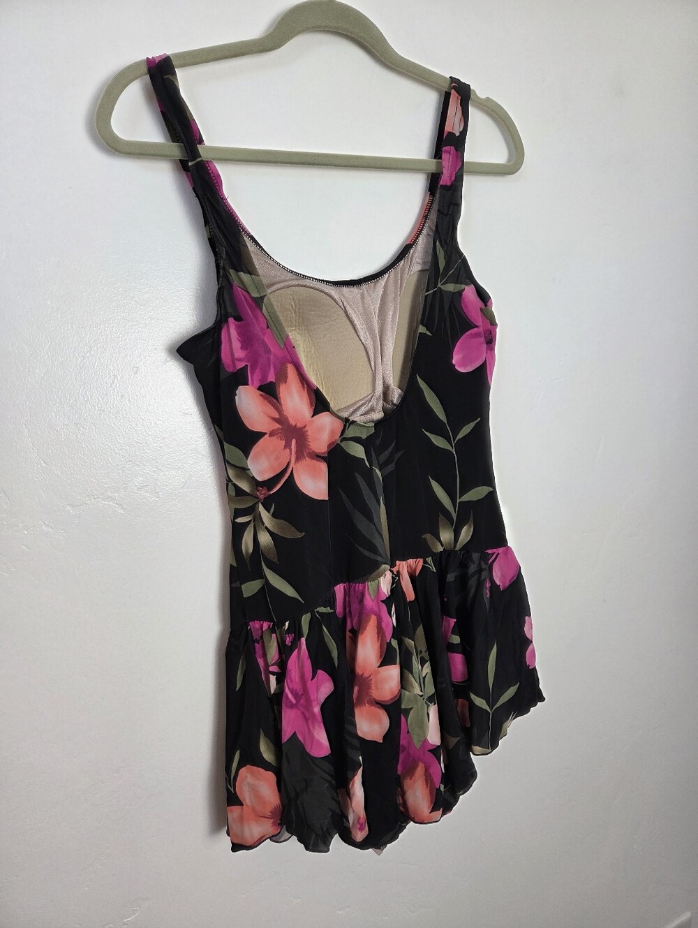 Maxine Of Hollywood Swim Dress Tankini One Piece Floral Tropical Poolside XL 18 - Picture 6 of 12